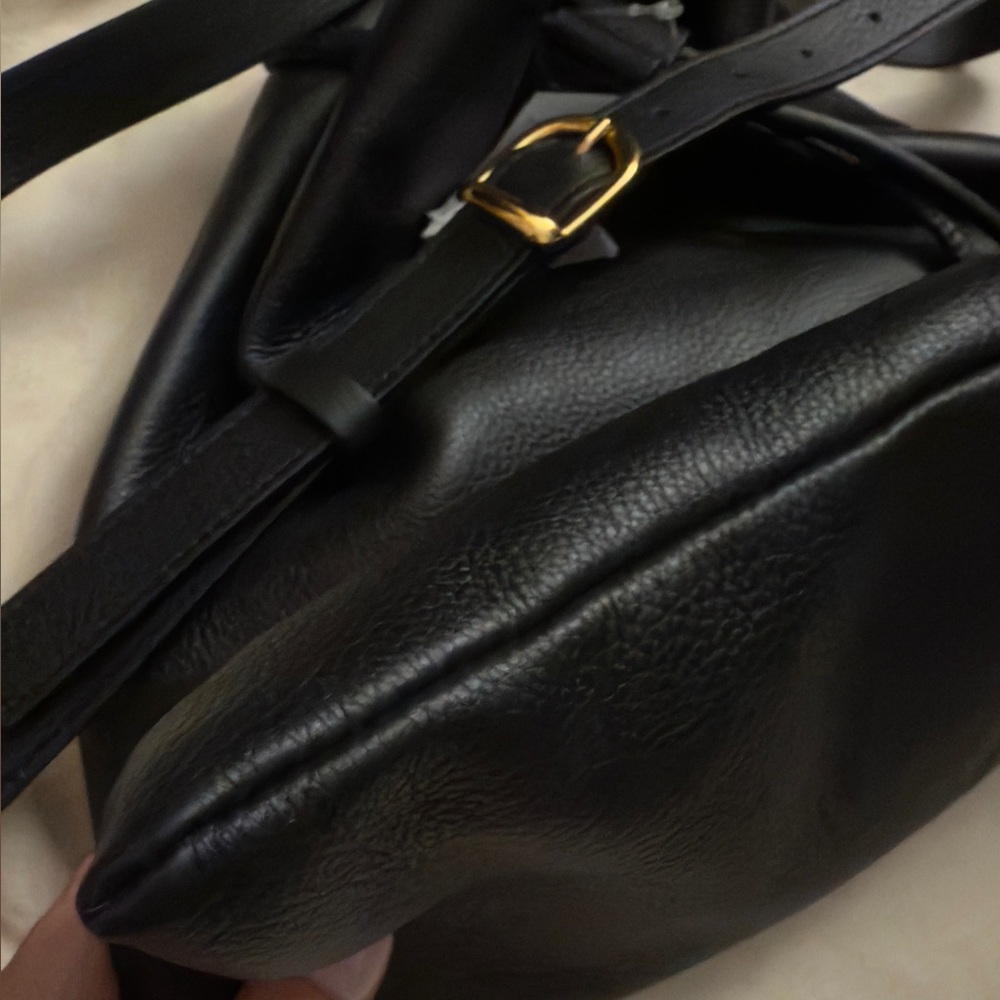 NWT KHAITE Greta Black Leather Drawstring Bag - Picture 6 of 16